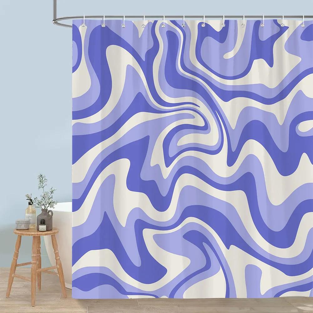 Colourful Abstract Lines Shower Curtain Modern Minimalist Style Flowing Art Polyester Shower Curtains Bathroom Decor With Hooks