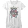 Bon Jovi Rock Band Heart Pierces with Cross Juniors T-Shirt Tee