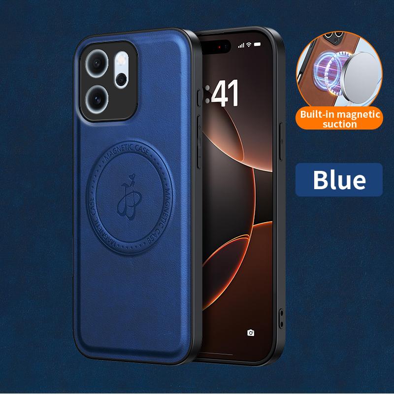 Wireless Charging Magnetic Case for OPPO Reno 14F Reno14 F 5G Protective Cover PU Leather Hard Back Shell Coque Funda