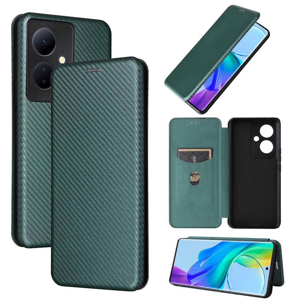 VIVO V29 Lite Multi-card Carbon Fiber Phone Case: Neutral Flip Protective Cover