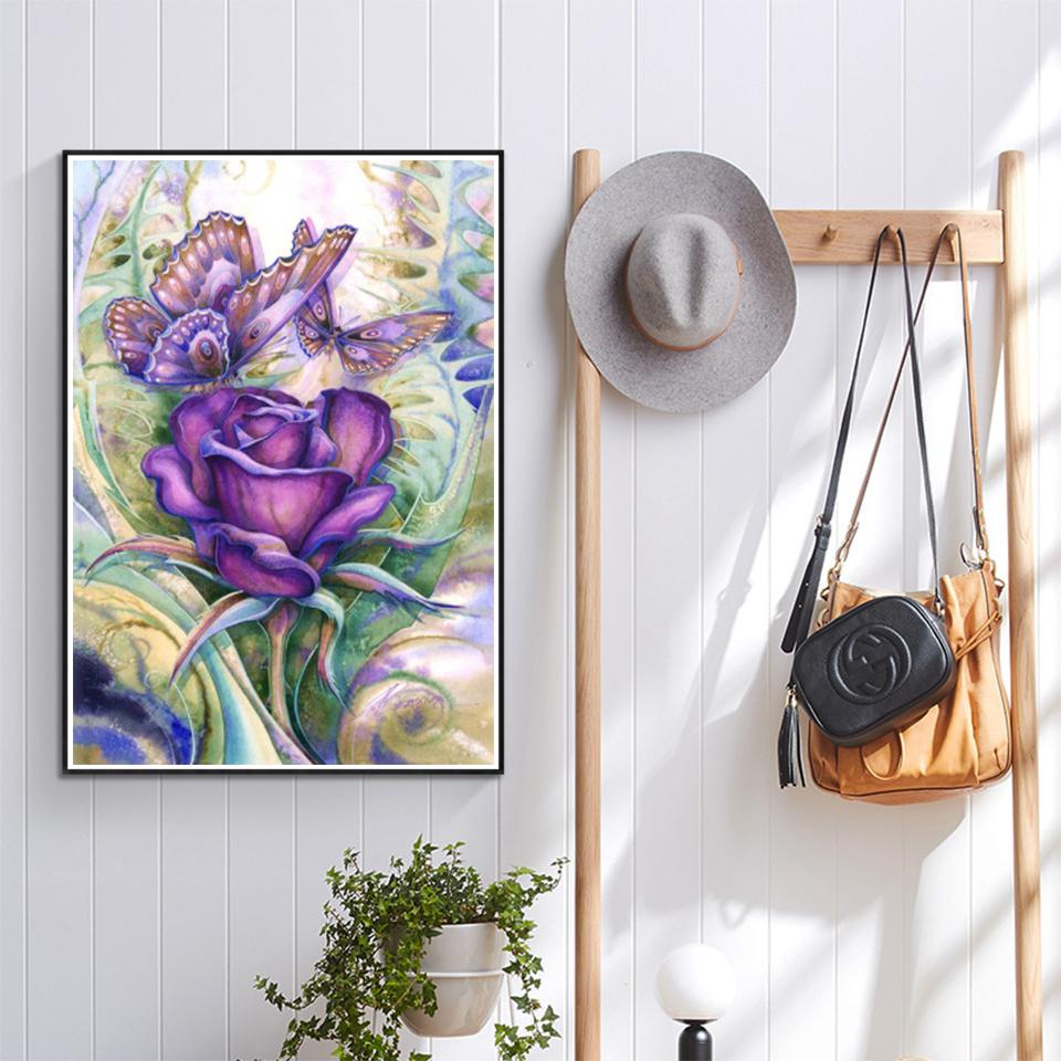5D DIY Rose Diamond Painting Rhinestone Picture Cross Stitch Kit Full Round Diamond Embroidery Gift Mosaic Home Decoration