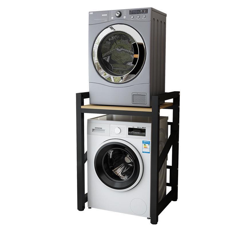 Multi-layer Storage Rack: Washer/Dryer Stack, Dishwasher, Balcony Floor-Stand Black Frame + White (Thickened Version)