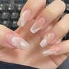French White Smudge Wearable Nails with Magic Mirror Powder