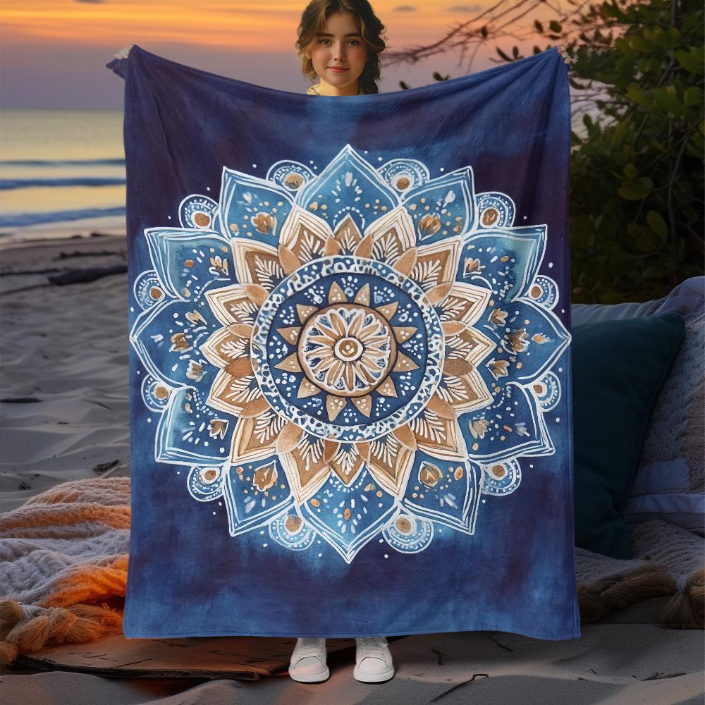 Bohemian Mandala HD Print Lightweight Flannel Throw Blanket - Soft, Warm & Durable for Travel, Camping, Outdoor, Living Room, Of