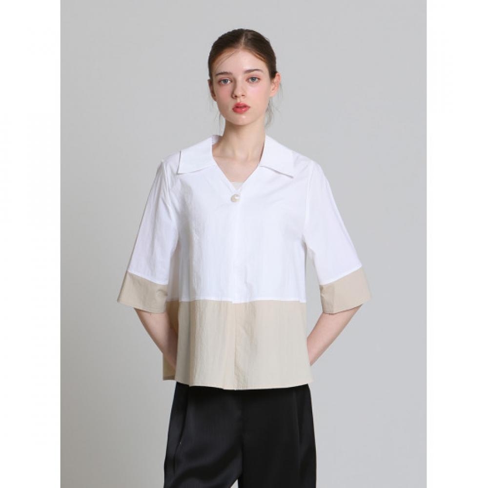 Compagna V Neck Contrast Blouse Shirt Price 259000 Won