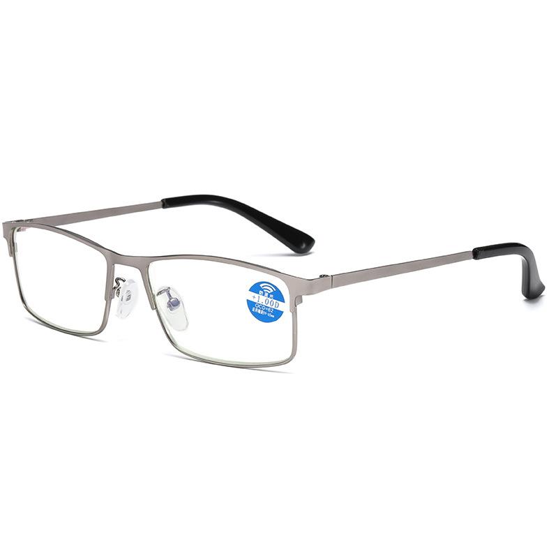 Vintage Metal Half Frame Reading Glasses Men's Business High Definition Anti Blue Light  Far Sight Eyeglasses with Diopter +2.5