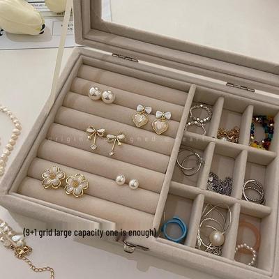 Anti-Tarnish Earring & Necklace Storage Box - Thick Flannel Dustproof Jewelry Organizer