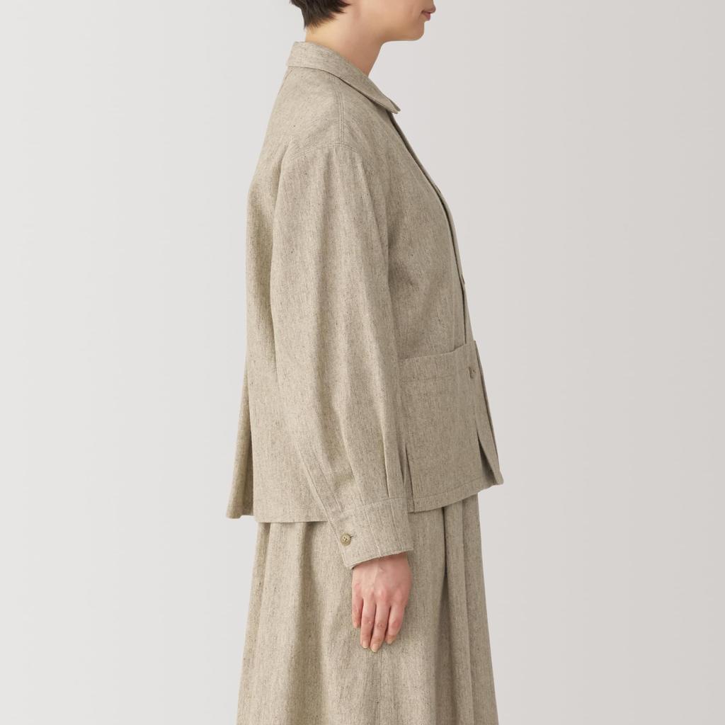 MUJI Wool Blend Shirt Size BG1QZA4A Women's Jacket, Beige, L,