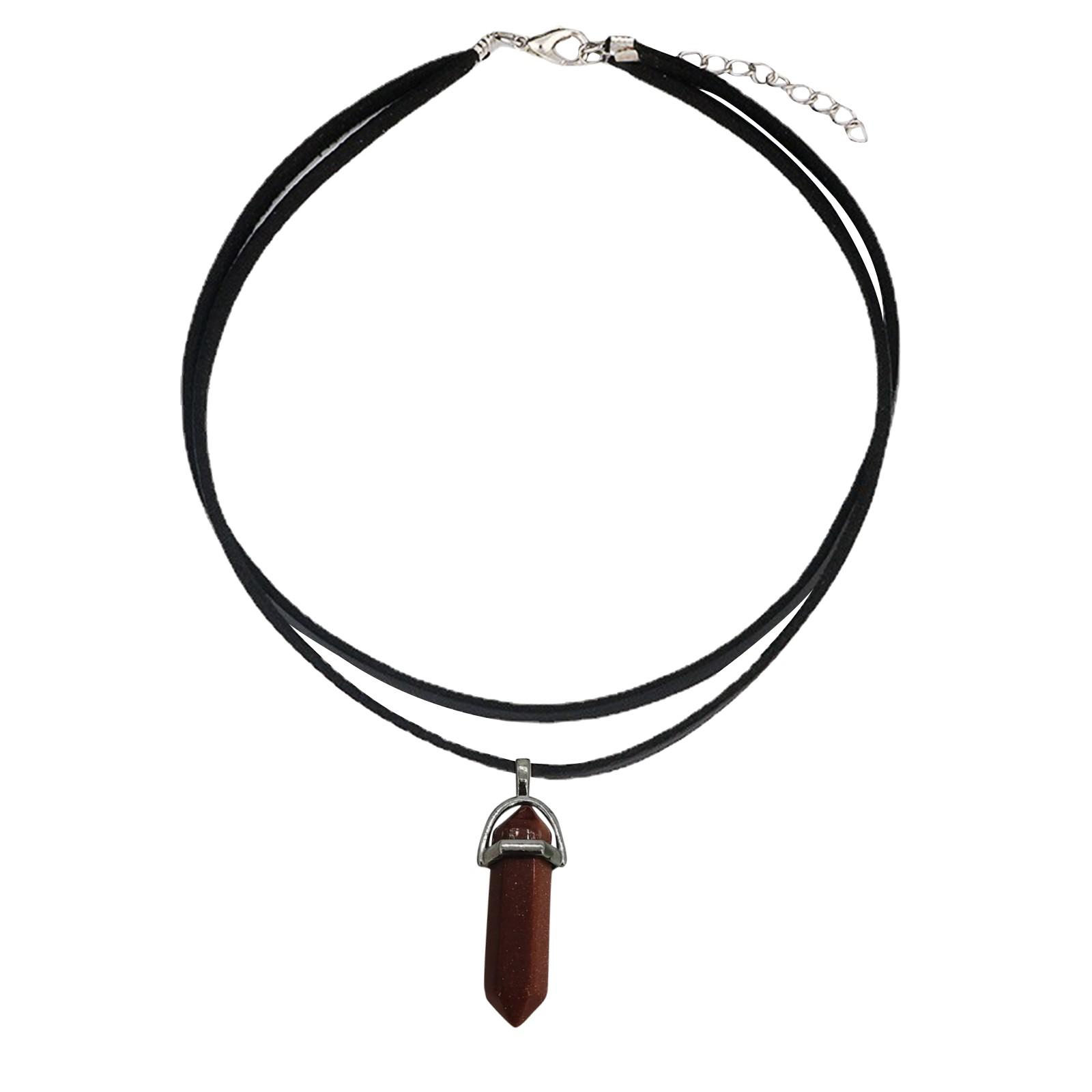 Кулон с шестиугольной колонной, европейская и американская мода, кристалл, шестиугольная колонна, трехмерное ожерелье из веревки One Size коричневый