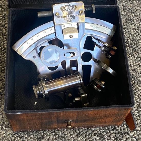 Solid Brass Nautical Ship Instrument Astrolabe Marine Sextant with Leather Box Maritime