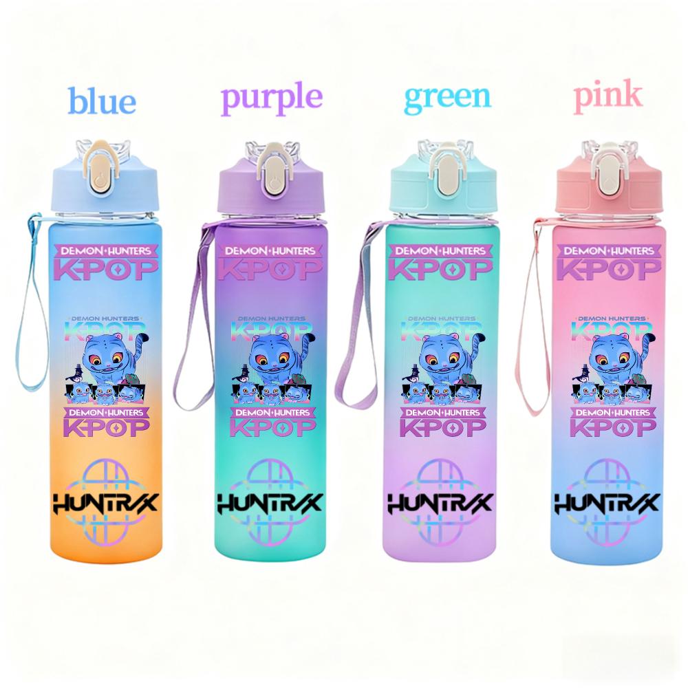 KPop Demon Hunters Gradient Water Bottles Student Adult Drinking Cup Portable High-capacity Outdoor Drink Bottle Gift 750ML Kid Friendly Entertaining
