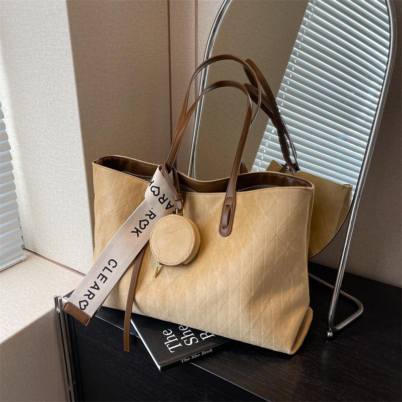 Large Capacity Suede Bag Women's Autumn and Winter Versatile Casual Shoulder Bag Class Tote Bag