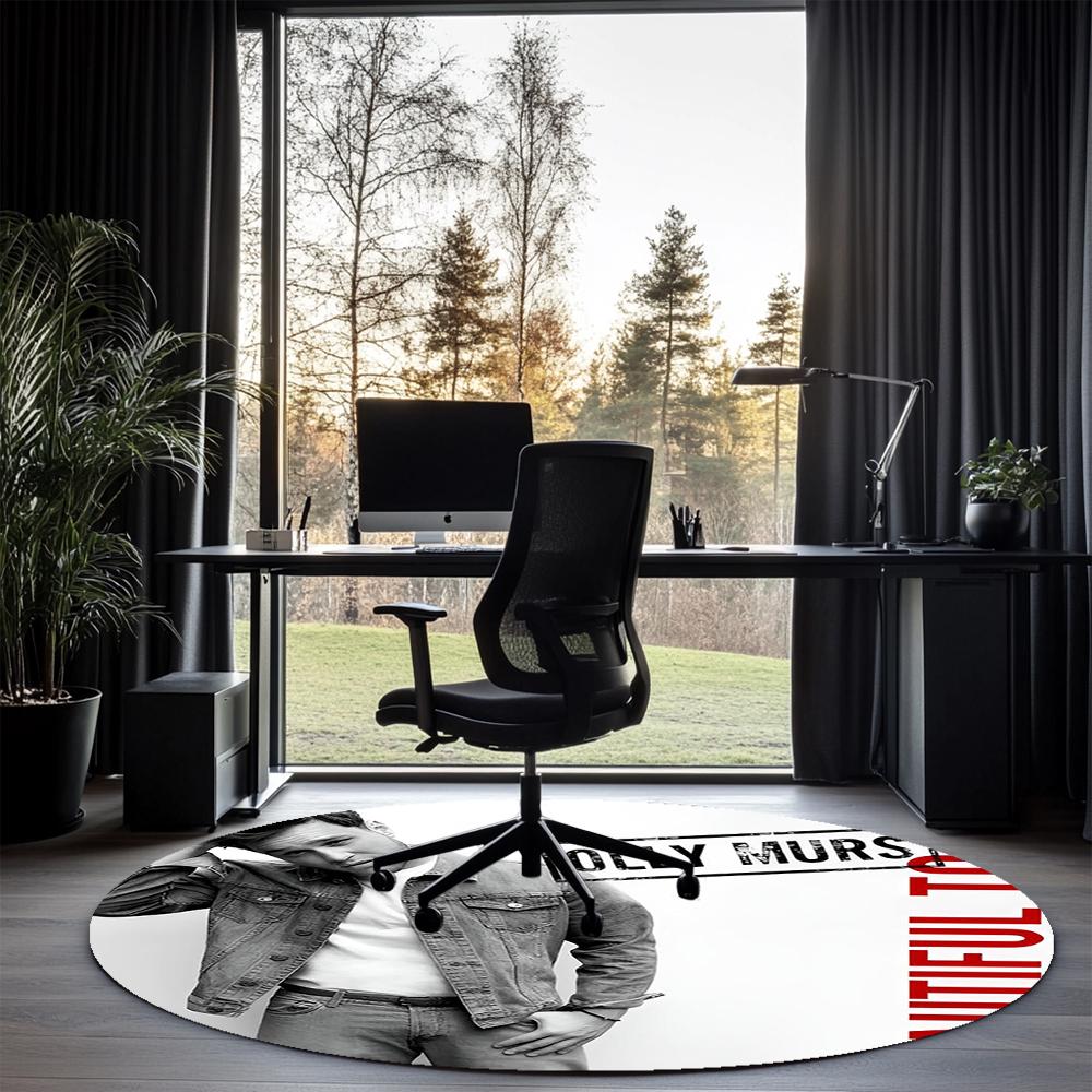 Olly Murs Printed Round Rug Carpet Chair Rug Area Rug Entryway Doormats,for Office Chair Living Room Bedroom Kitchen Room.