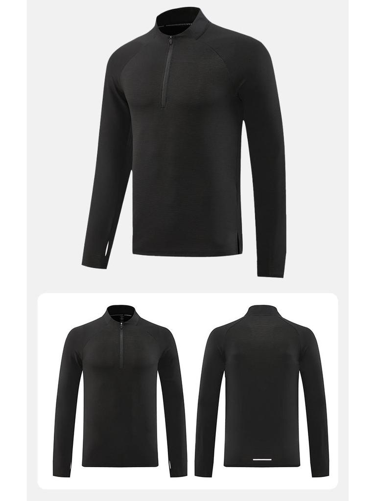 Men's Quick-Dry Half-Zip Stand-Collar Sweatshirt for Autumn/Winter Running and Training.