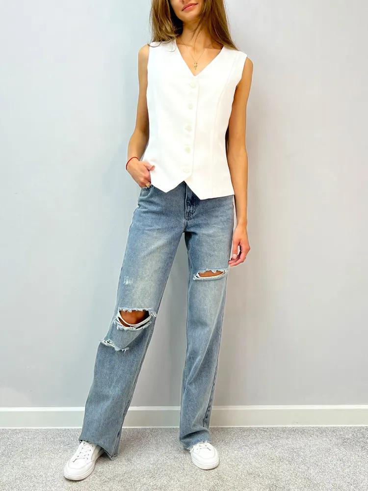 European-American 2025 Summer Women's V-Neck Sleeveless Cardigan Vest