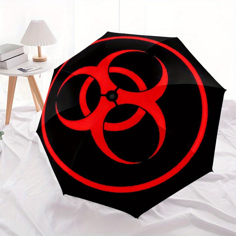 1pc Biohazard Symbol Warning Sign Umbrella with Plastic Handle,Suitable for All Seasons Home Travel Outdoor UmbrellaM1003