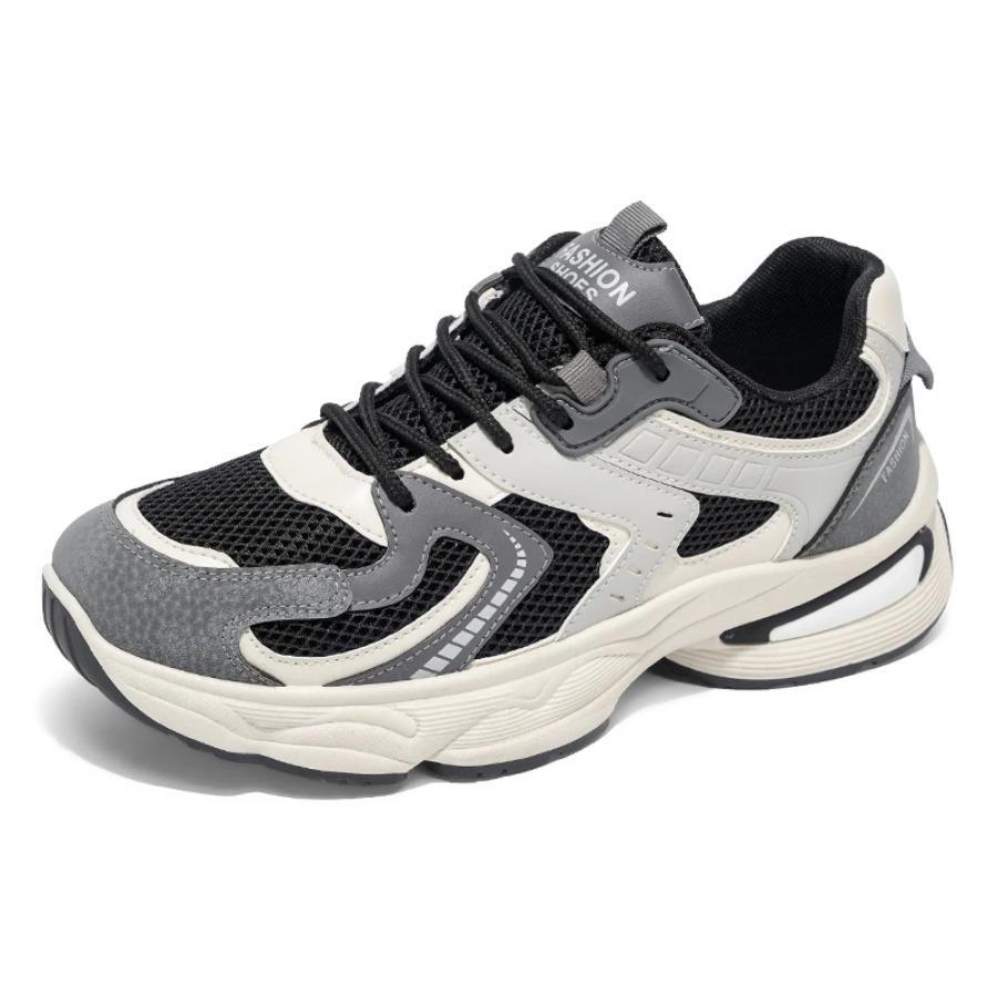 Trendy Thick-soled, Height-increasing, Two-tone Mesh, Breathable and Comfortable Men's Large-sized Running Shoes for Men