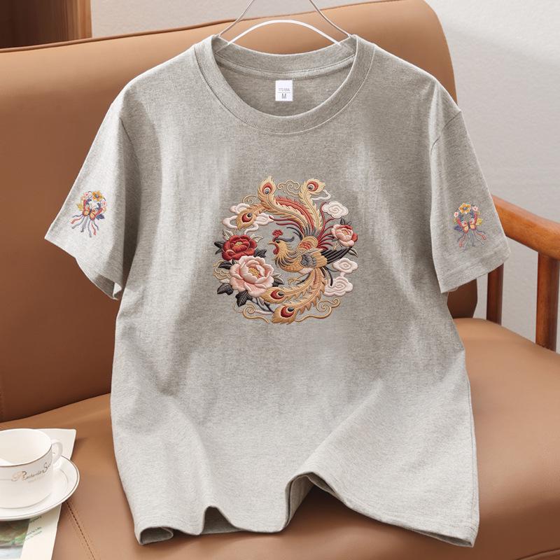 2026 Summer Unisex Pure Cotton Short Sleeve T-shirt with Chinese Style Print
