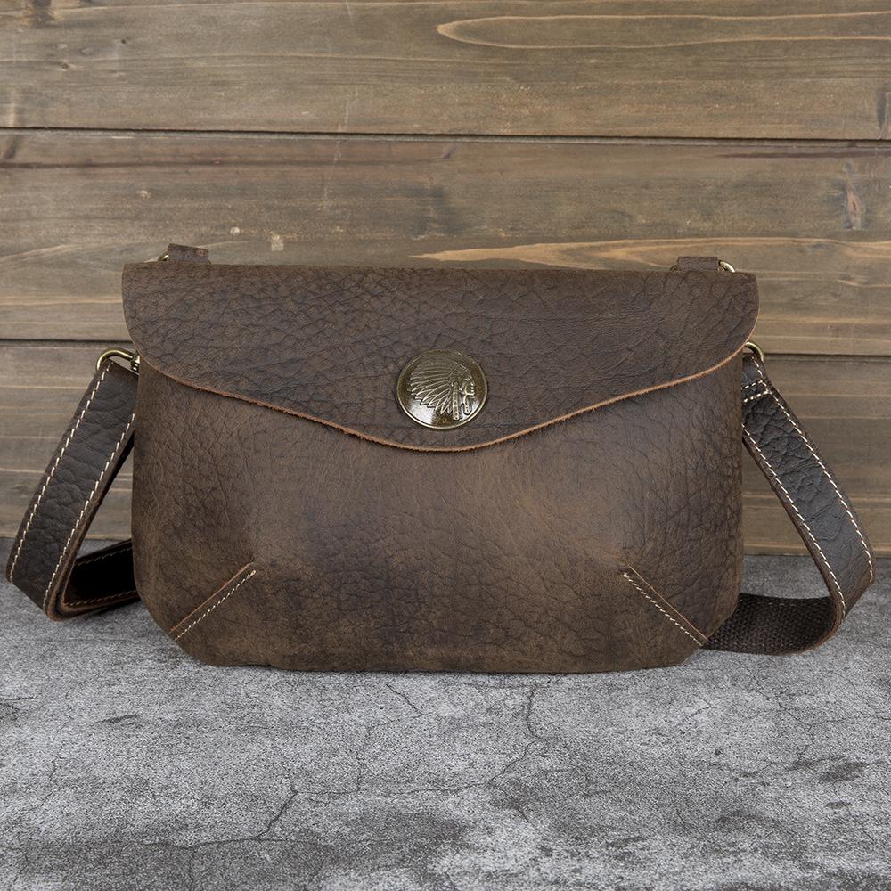 Retro Crazy Horse Leder Umhängetasche, Leder Lässige Multifunktionale Handtasche, Herren und Damen Leder Lässige Crossbody-Tasche