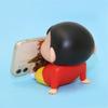 Crayon Shin-Chan Mobile Phone Kawaii Anime Desktop Ornaments Cartoon Watching Tv Phone Support Cute Doll Decorations Toy Gifts