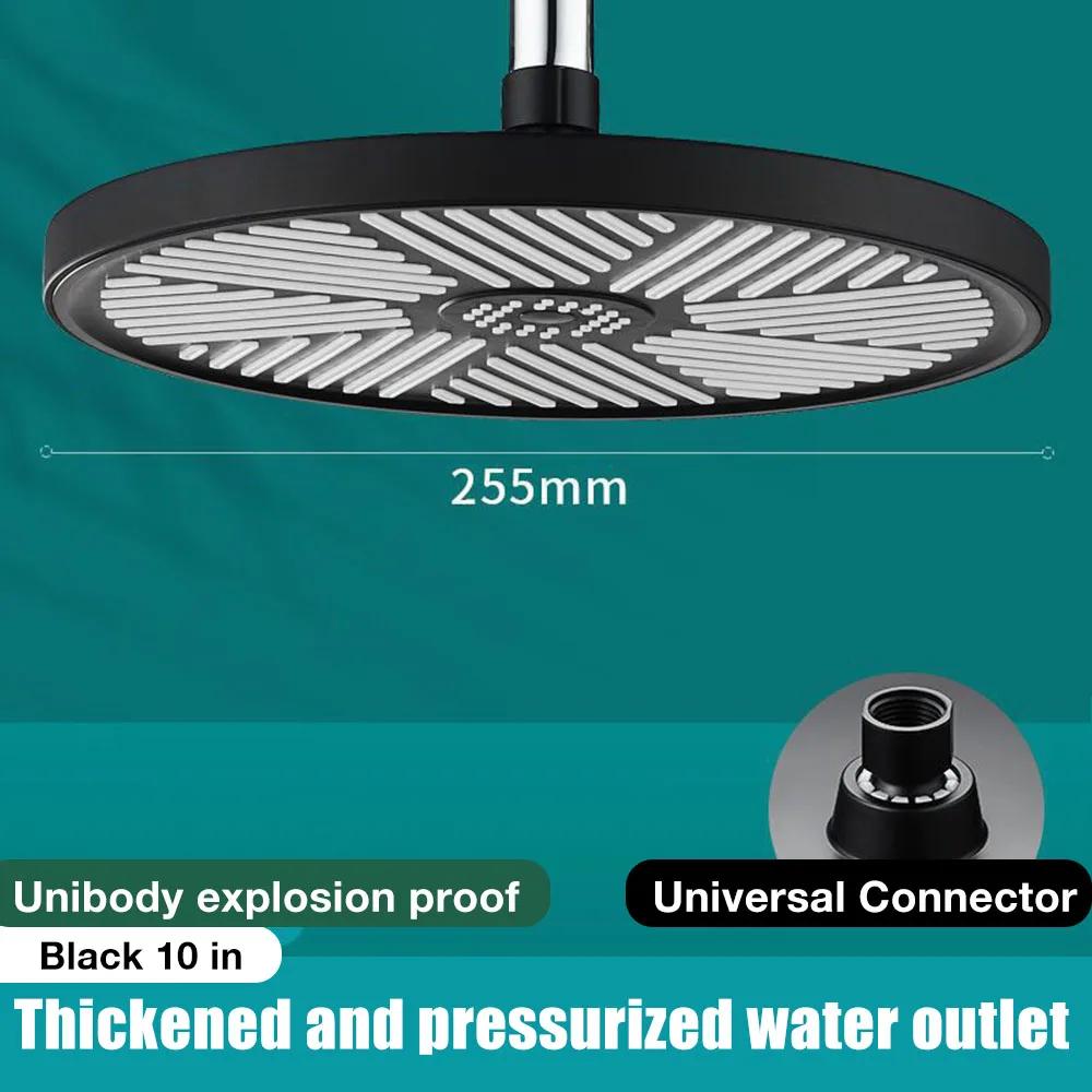 

10 Rainfall Shower Head - High-Pressure Water-Saving Panel (Top Mount for Bathroom) чёрный
