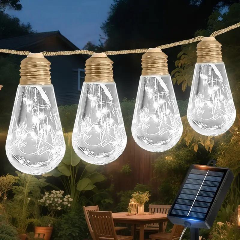 Globe Solar Outdoor LED String Lights Plastic Shatterproof Bulbs Waterproof Patio Lights for Garden Outside Backyard Porch Light