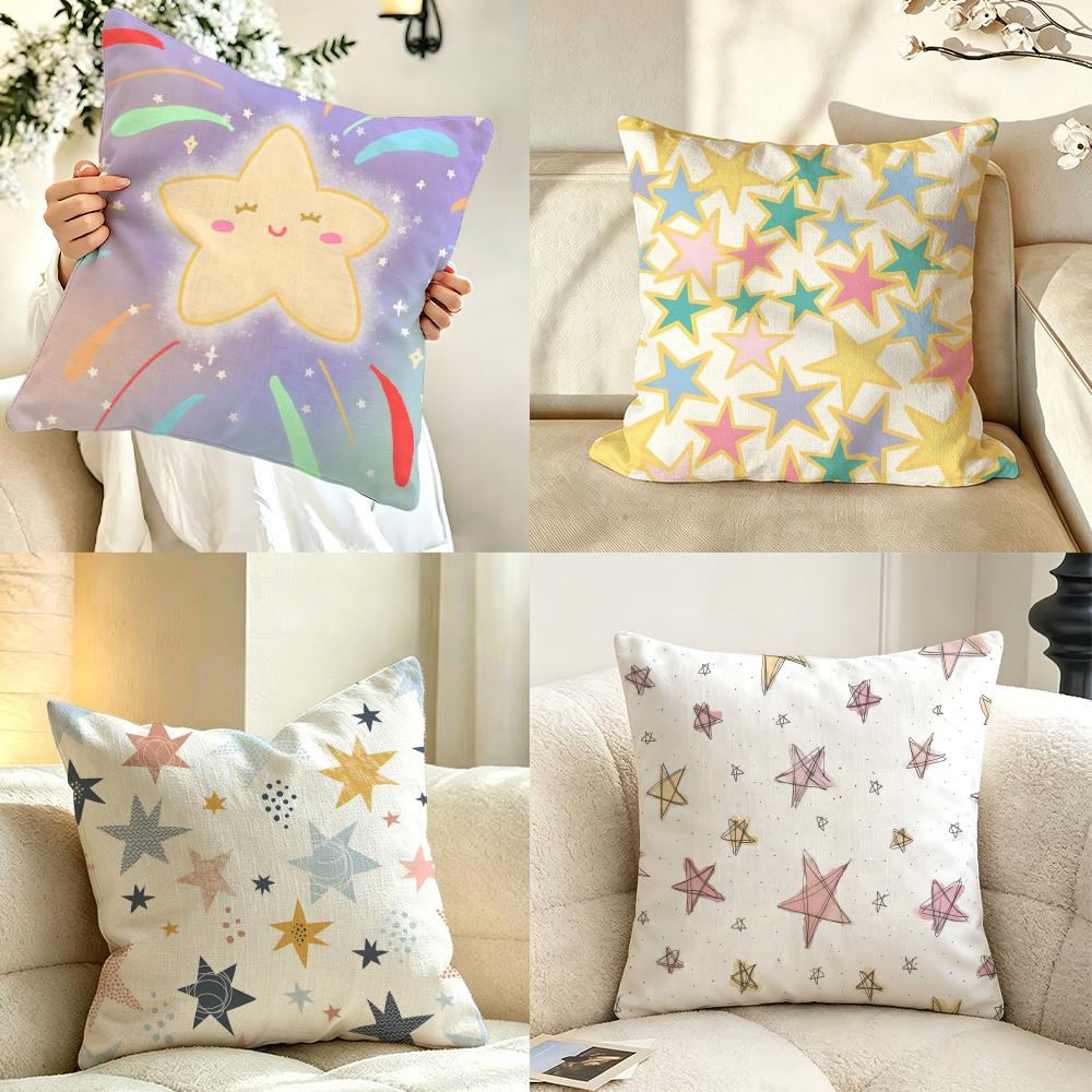 Art MMacaron CColor SStar Cushion Cover Pillow Case Antidustmite Pillowcase Silky Short Plush Sofa Cushion Cover Hot