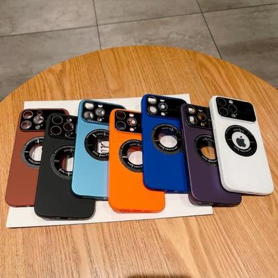 Luxury For Magsafe Magnetic Wireless Charging Case For iPhone 14 Plus 13 12 Pro Max PC Logo Hole Camera Portection Cover Funda