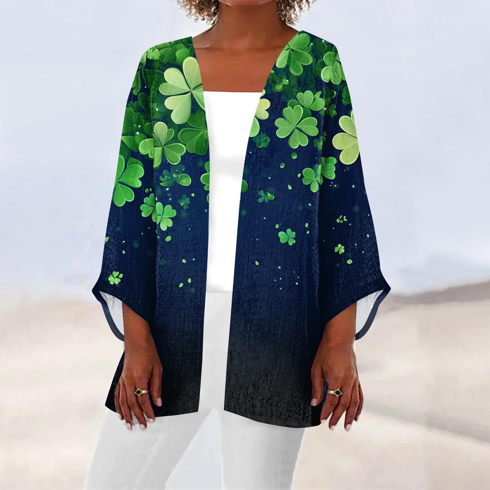 

Женская повседневная и модная легкая куртка средней длины с принтом ко Дню святого Валентина, кардиган S синий