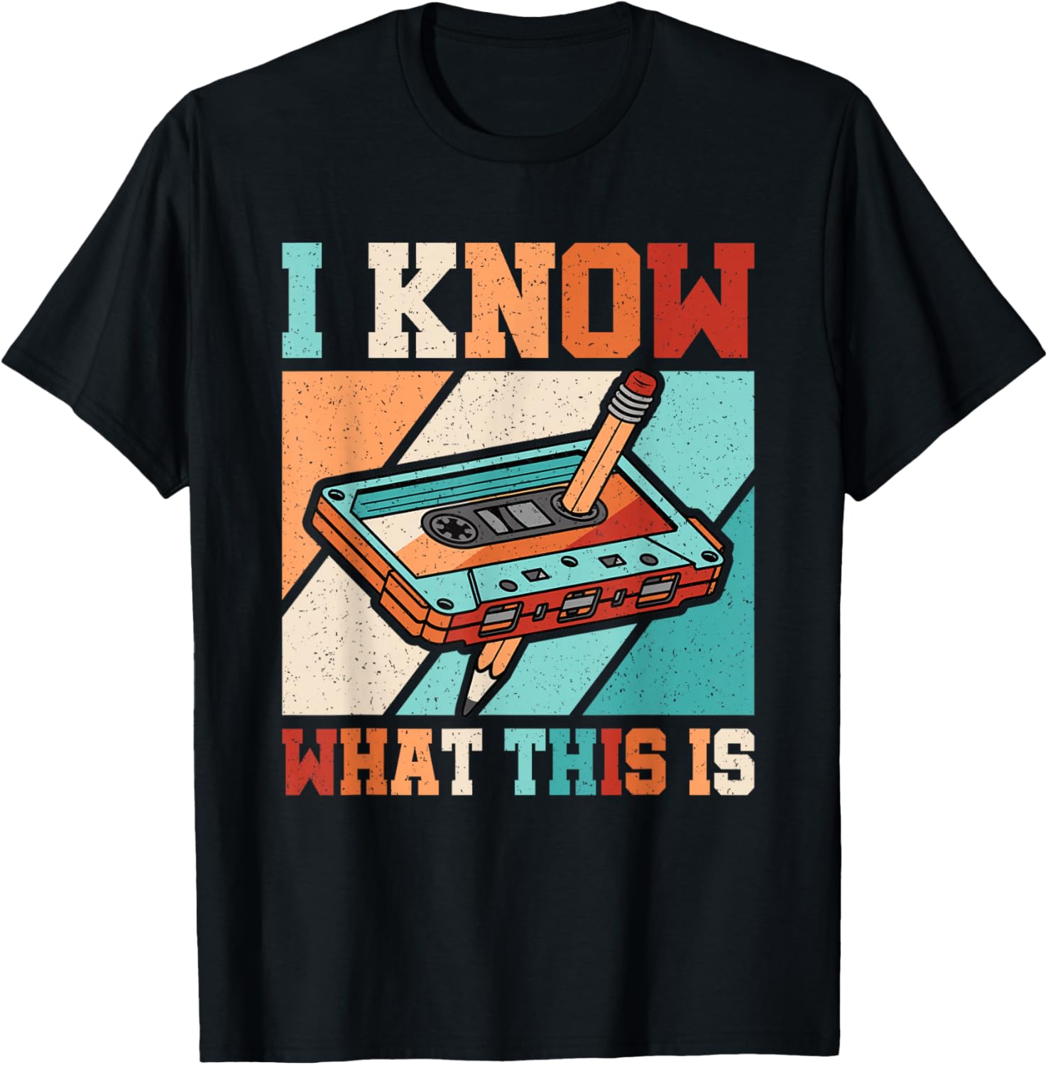 I Know What This Is Retro Cassette Tape Pencil Graphic T-Shirt Men Women Cotton Casual Tee S
