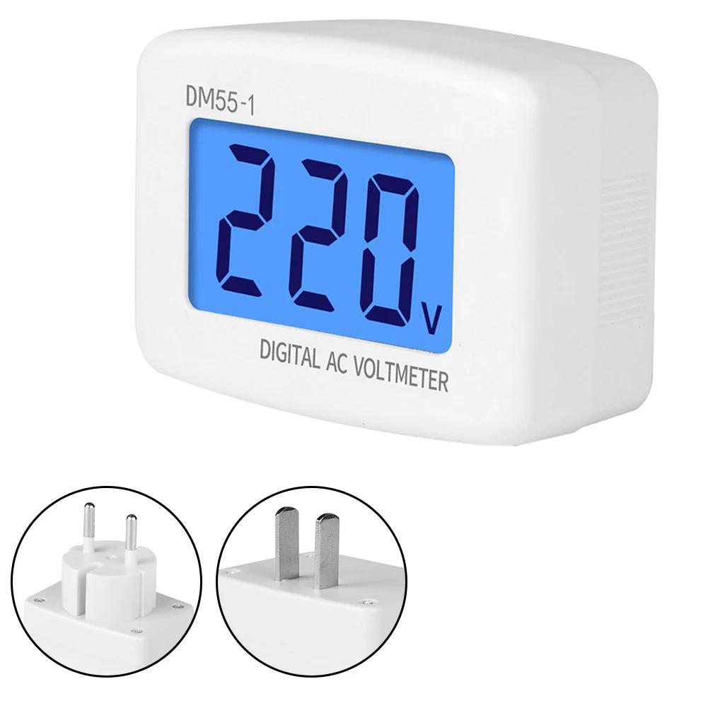 =DM55-1 AC Digital Voltmeter=Plug Type 110V-220V Digital AC LCD Digital Voltmeter Real-time Current Wall Flat Voltage Meter