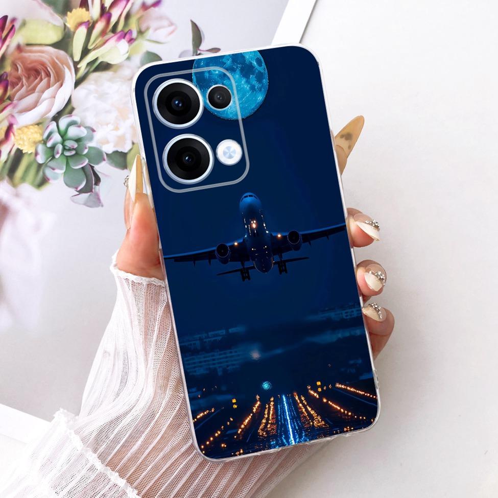 Transparent For Oppo Reno13 Case CPH2689 Cute Cat Fashion Butterfly Funny Painted Casing For Oppo Reno 13 PKM110 Cover