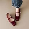 Fashion With Heel Elegant Party Women's Flat Shoes Leather Casual Square Toe French Style Spring Young Beau Today Chic Ladies Footwear