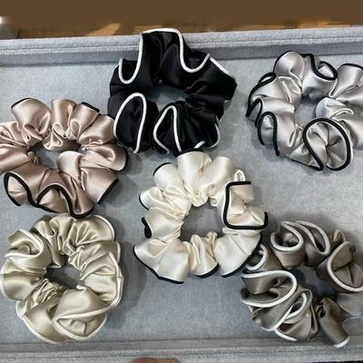 Sweet Lace Silk Scrunchies For Women   White Satin Hair Tie Girls Black Ponytail Holder Hair Rubber Bands Chouchou Satin