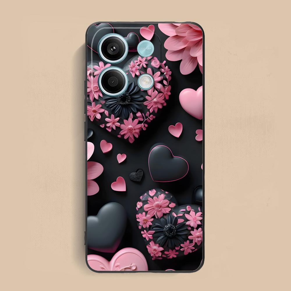 Y2K Glowing Hearts Mobile Phone Case for Xiaomi Redmi 15 14 13 12 A5 3 2 1 C Plus 4G 5G Colorful Printing Cover Cover Luxury