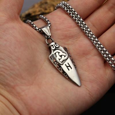 Stainless Steel Retro Men's Nordic Spear Pendant Creative Scandinavian Arrow Necklaces Odin Rune Male Jewelry