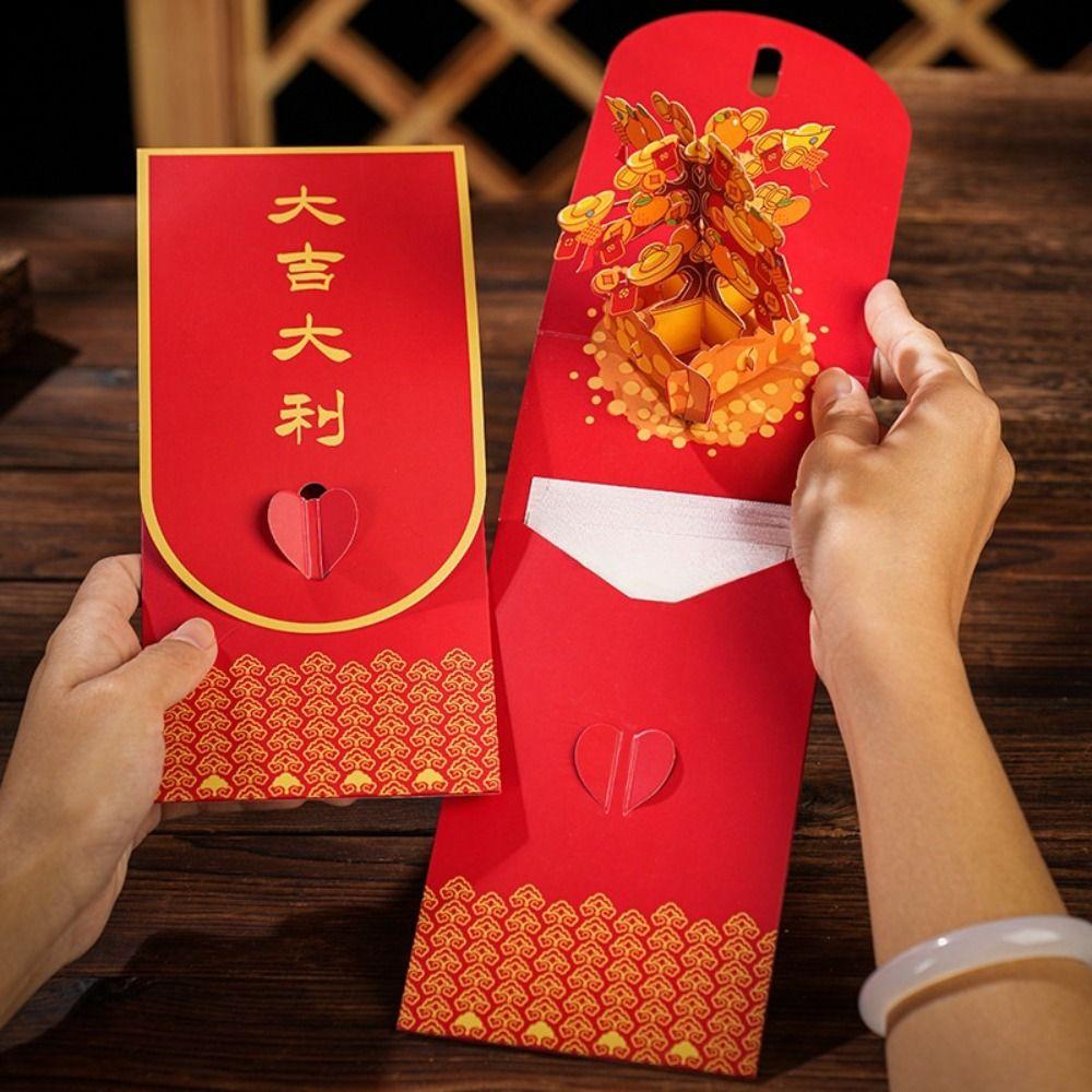 Chinese 3D New Year Red Packet Blessing Lucky Red Pockets 2025 Snake Year Red Envelope  Family