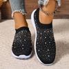 New large size with drill fly weaving breathable and lightweight casual single shoes women's shoes walking shoes running shoes