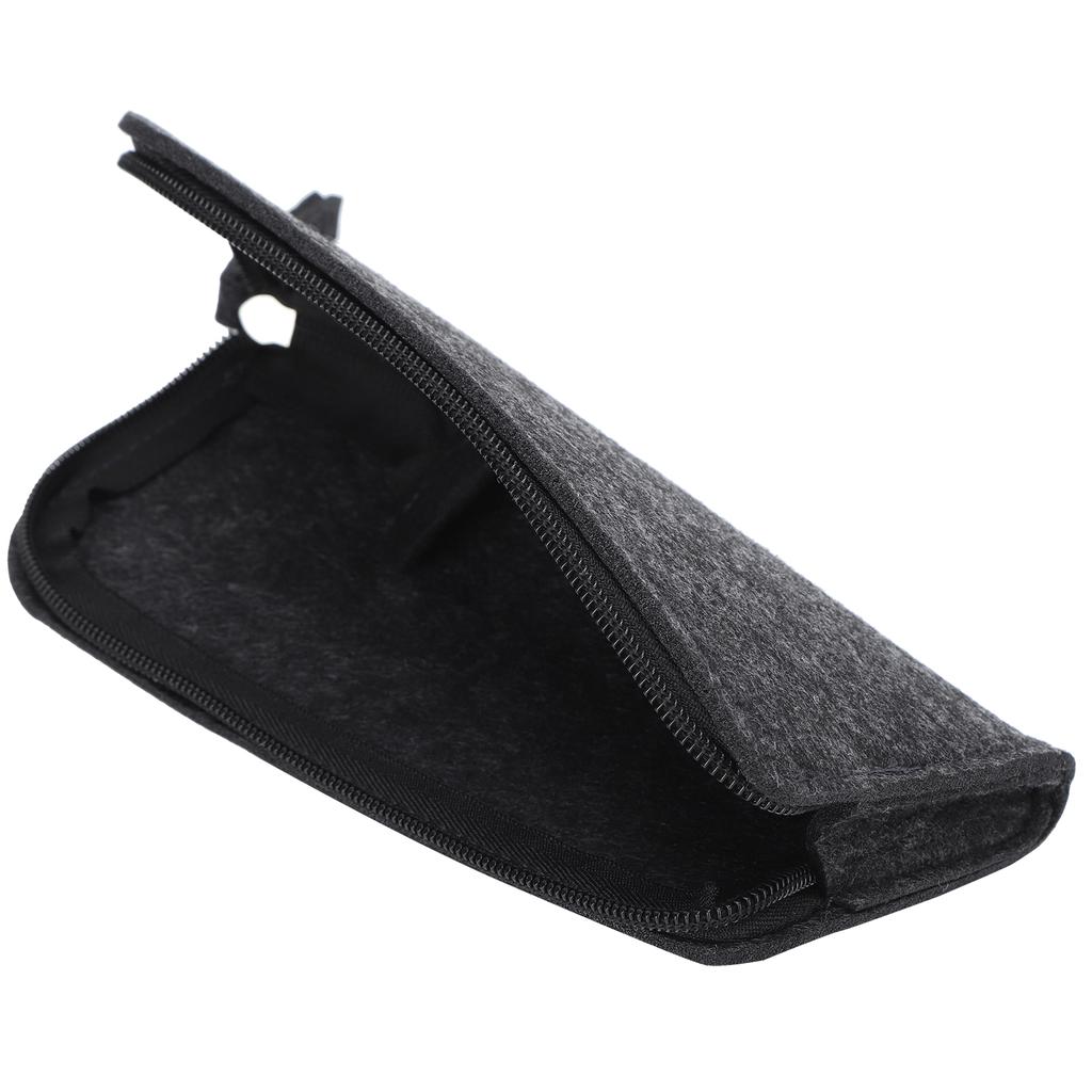 Pen Case Felt Storage Pencil Bag Thickened Flat Paint Brush DustProof Storage Tools(Light Gray )