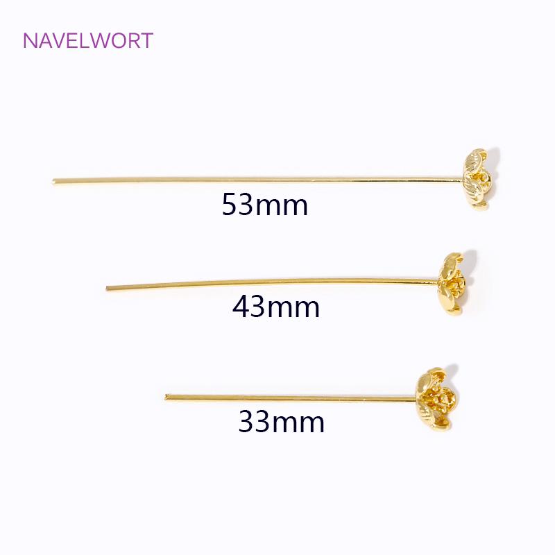 18K Gold Plated Flower Shape Pins High Quality Brass Metal Pins,For Jewelry Making Pins,Handmade DIY Beading Accessories