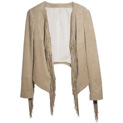 Short Suede Leather Jacket Fringed Punk Jacket for Women