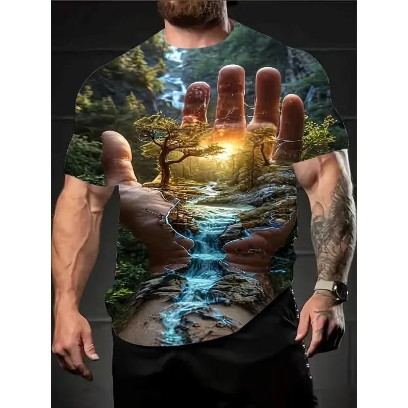 2026 Men's 3D Cartoon Animal Print T-Shirt Soft Stretch Fabric Soft Stretch Polyester Fabric For Men Casual Summer Tops Clothes