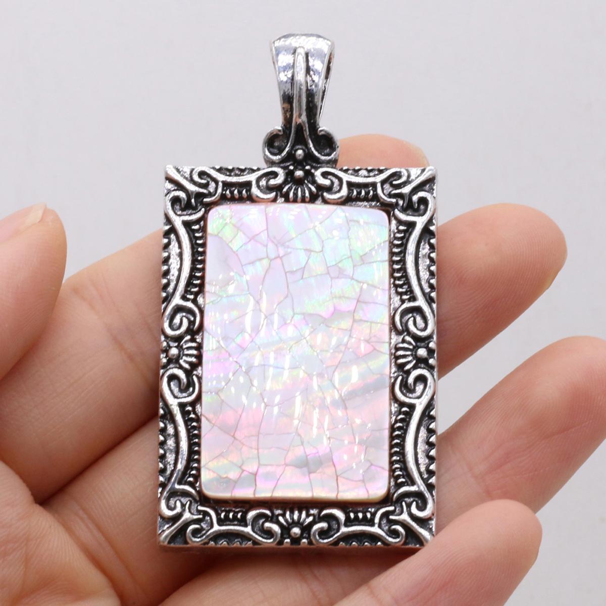 

1 шт., Винтажные прямоугольные подвески-шармы из натуральной ракушки и сплава для DIY ожерелья, изготовления ювелирных изделий, уникальные подарки ручной работы к началу учебного года 3×6 см 1Pc/30×60mm