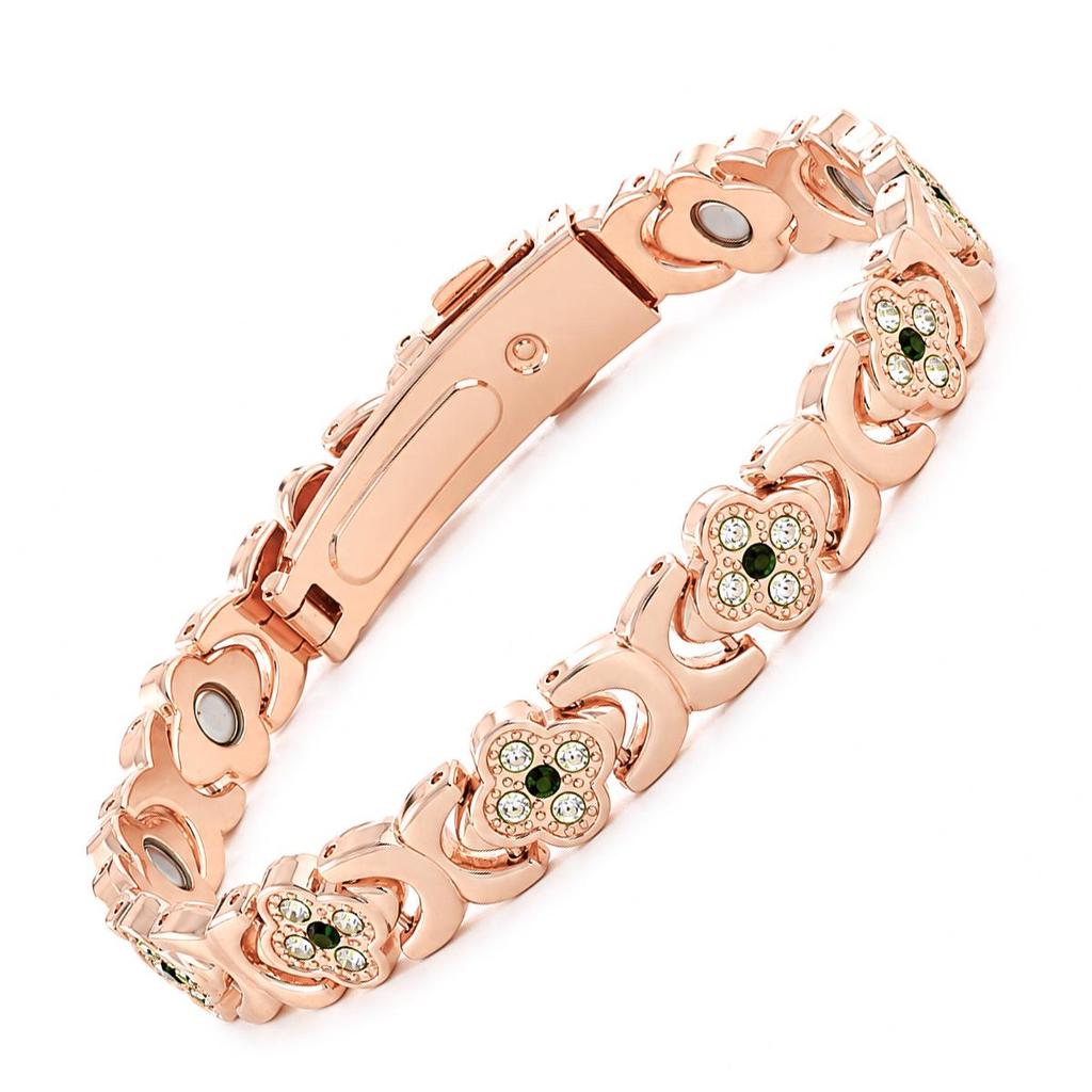 Eco-friendly European & American Fashion Detachable Magnetic Stone Bracelet with Diamond Inlays; Adjustable Women's Alloy Bangle.
