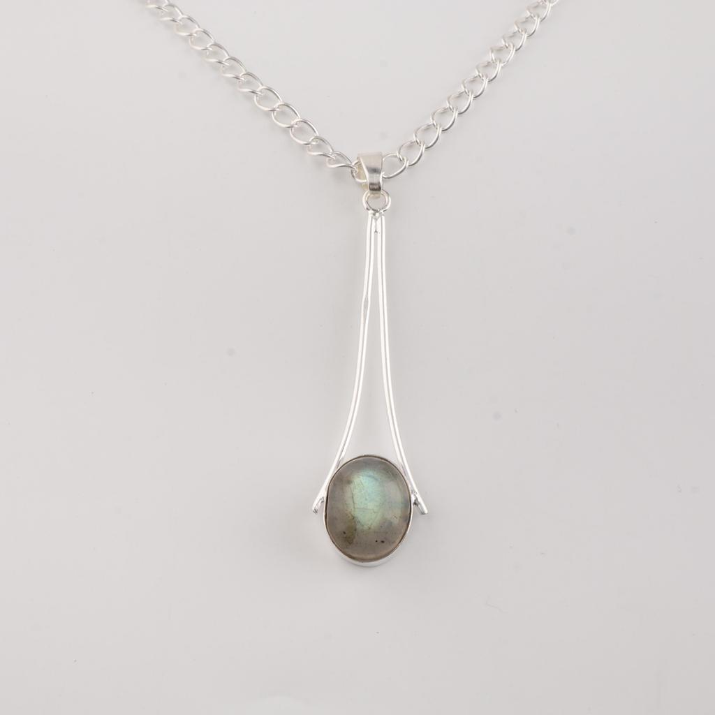 Natural Labradorite Gemstone 925 Sterling Silver Handmade Jewelry Designer Long Pendant 1.79" PP-69-34