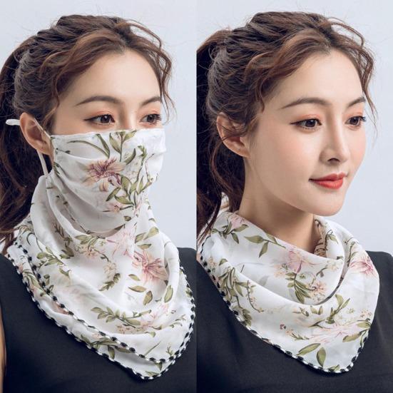 Rose Flower Women Summer Chiffon Anti-UV Thin Veil Scarf Neck Face Cover Shawl