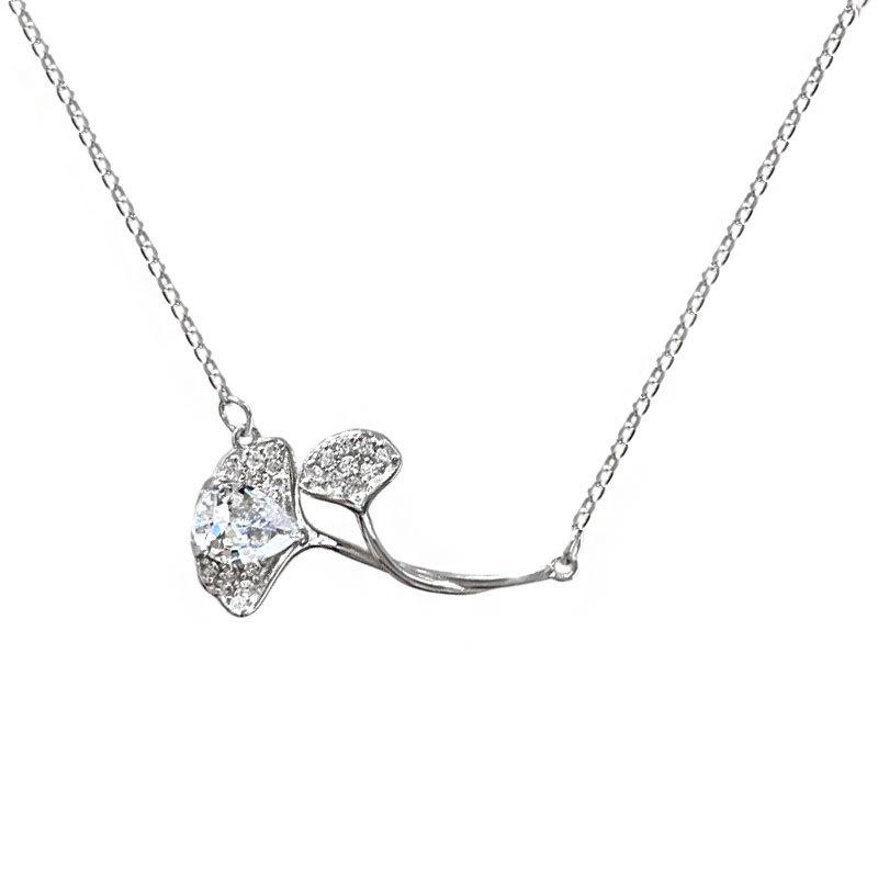 Sansheng Has Apricot and Apricot Leaf Necklace Zircon Apricot Collarbone Chain Forest Series Fresh Accessories