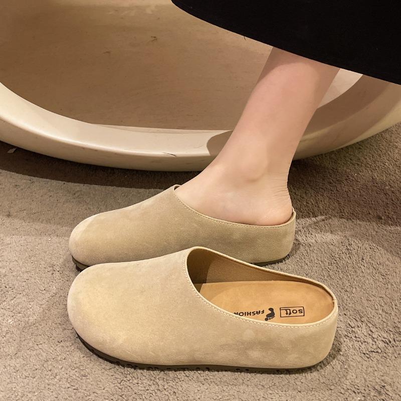 Retro half-drag new spring slack suede bag head lazy non-slip half-slippers outer wear