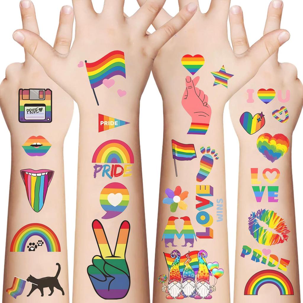 New Cartoon Rainbow Series Tattoo Stickers Can Waterproof Party Gift Funny Face Stickers