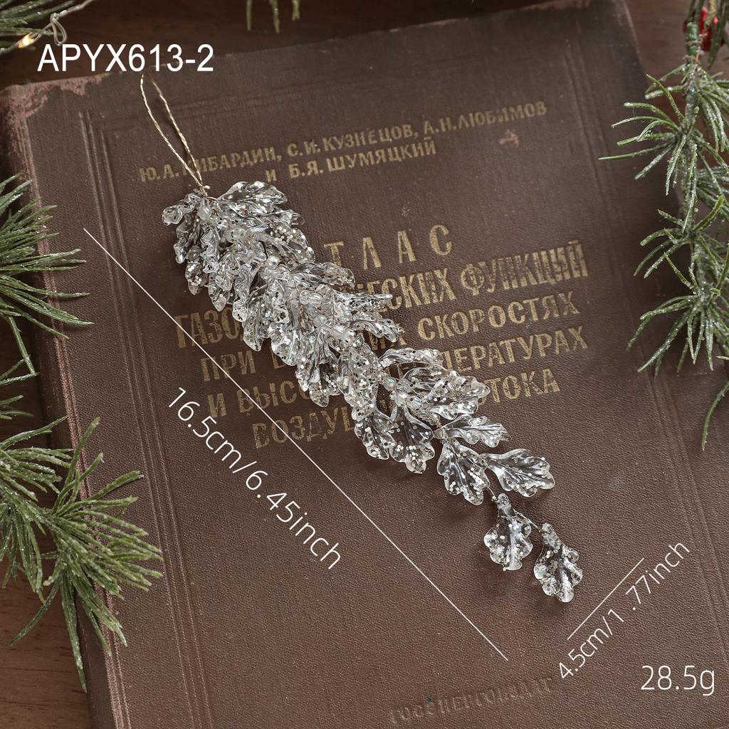 Acryl-Weihnachtsornamente zum Aufhängen am Baum, Feiertagsdekorationen mit Blattdesign, Klarer moderner Stil Anhänger für festliche Dekoration